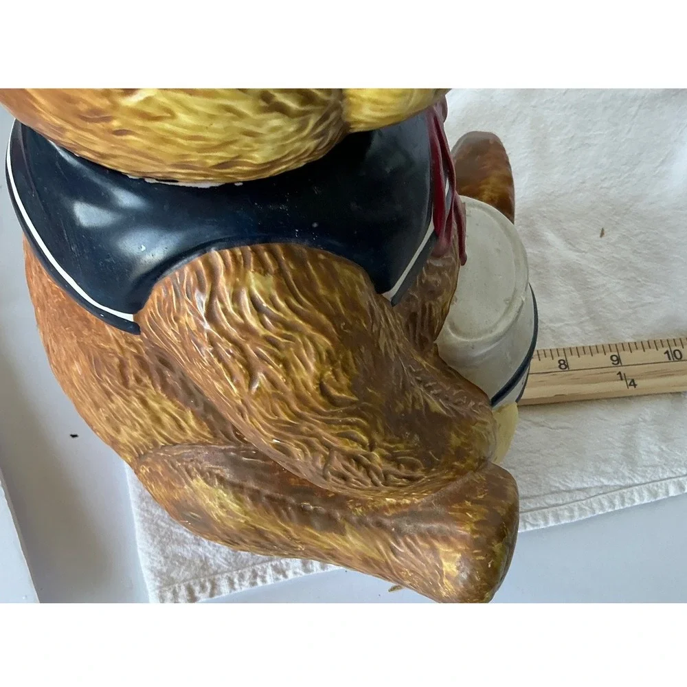 T-H-T Vintage 1994 Teddy Bear Cookie Jar Sailor Collar Ceramic‎ Brown Large 11in